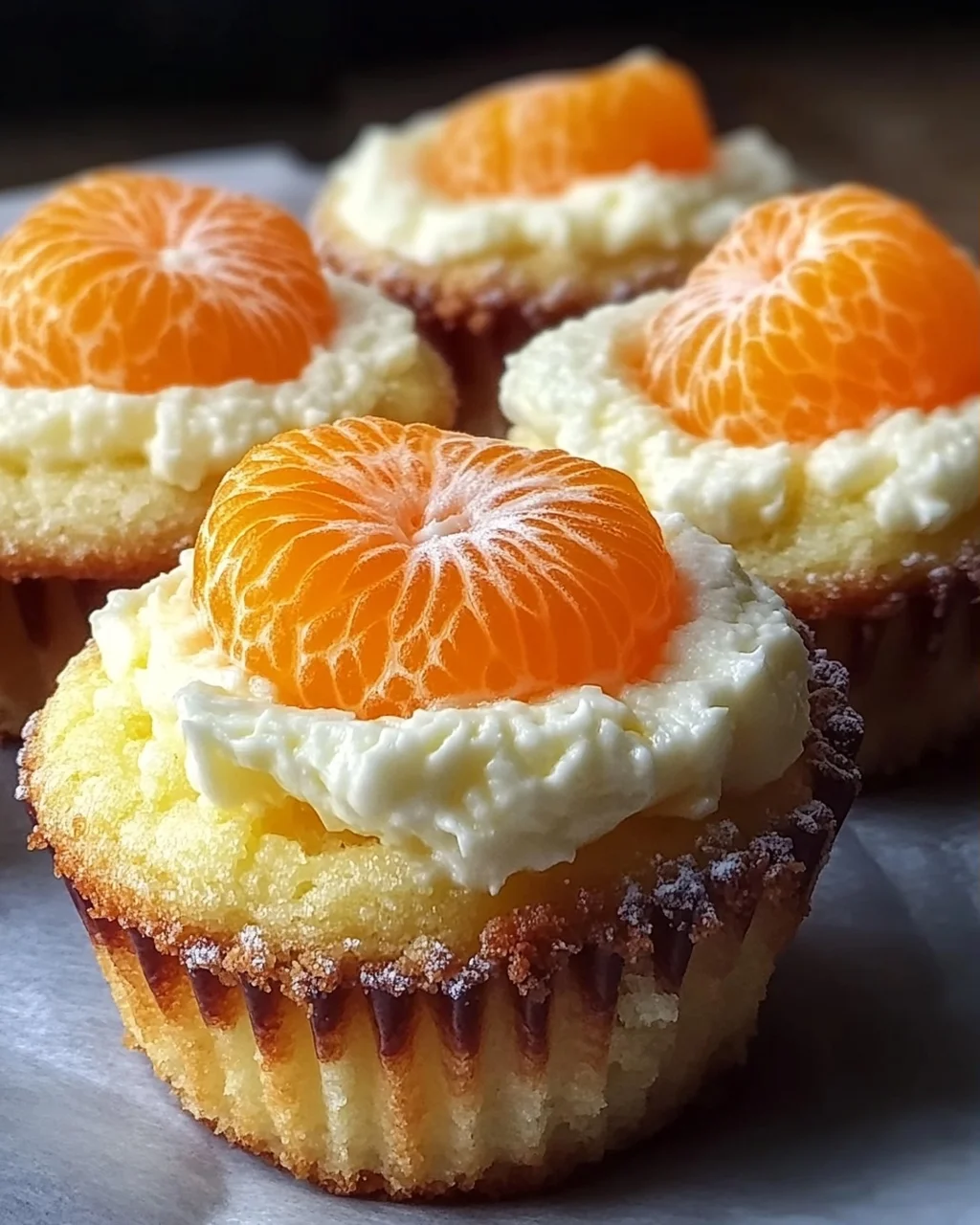 5 Käsekuchen Muffins mit Mandarinen