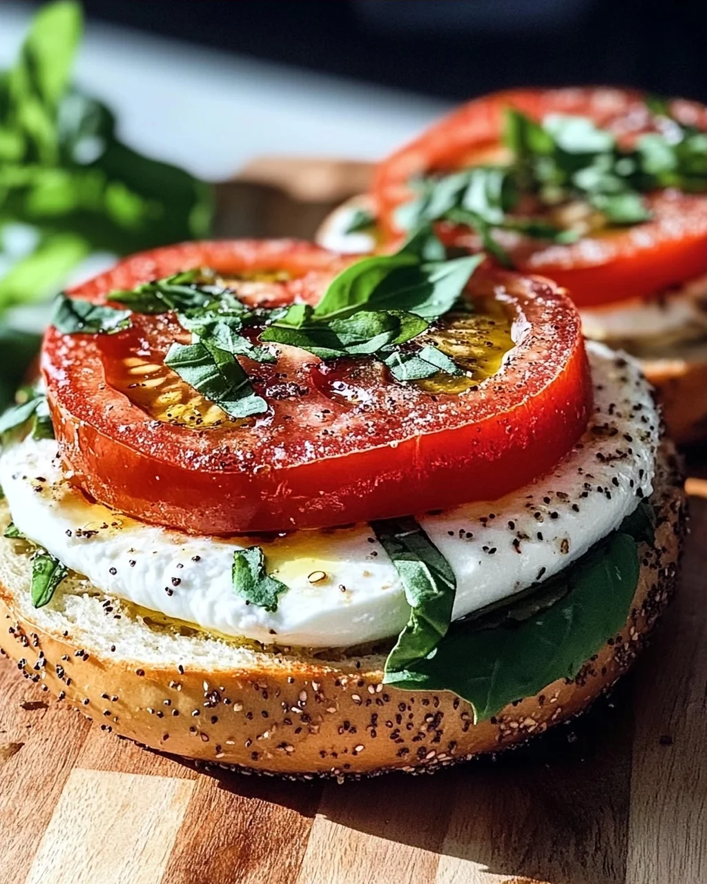 Bagel mit Tomate und Mozzarella