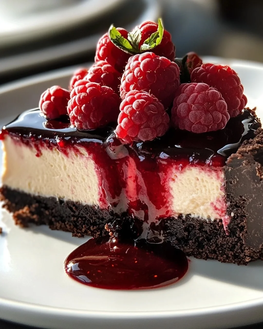 Dunkle Schoko Himbeer Cheesecake Rezept – unwiderstehlich gut!