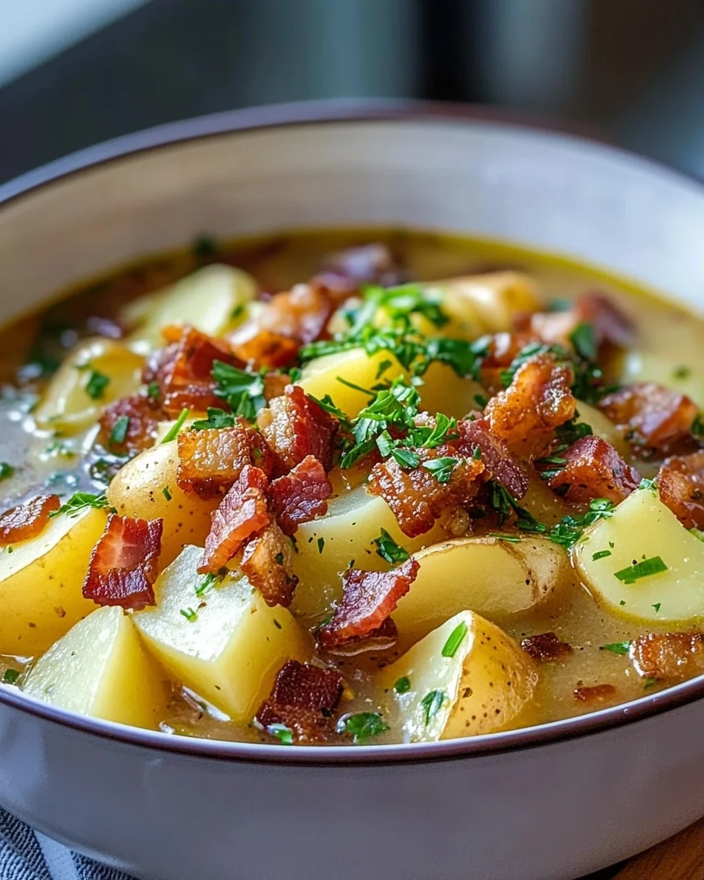 Herzhafter Kartoffel Kohlrabi Eintopf mit Speckwürfeln Rezept