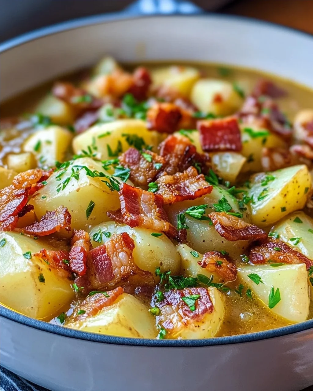 Herzhafter Kartoffel Kohlrabi Eintopf mit Speckwürfeln Rezept