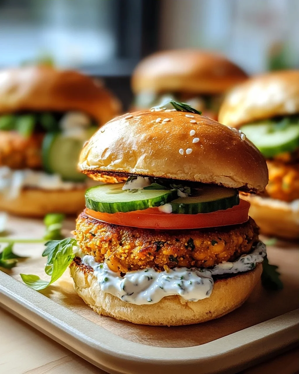 Kichererbsen-Burger mit Mini-Brötchen