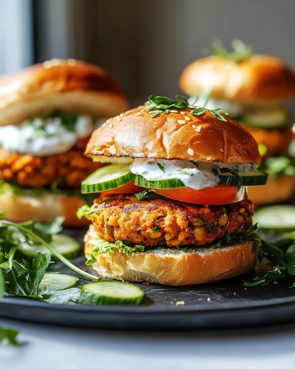 Kichererbsen-Burger mit Mini-Brötchen