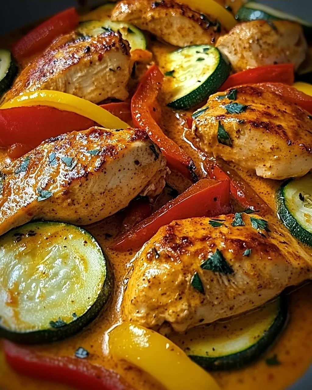 Paprika-Zucchini-Sahne-Hähnchen
