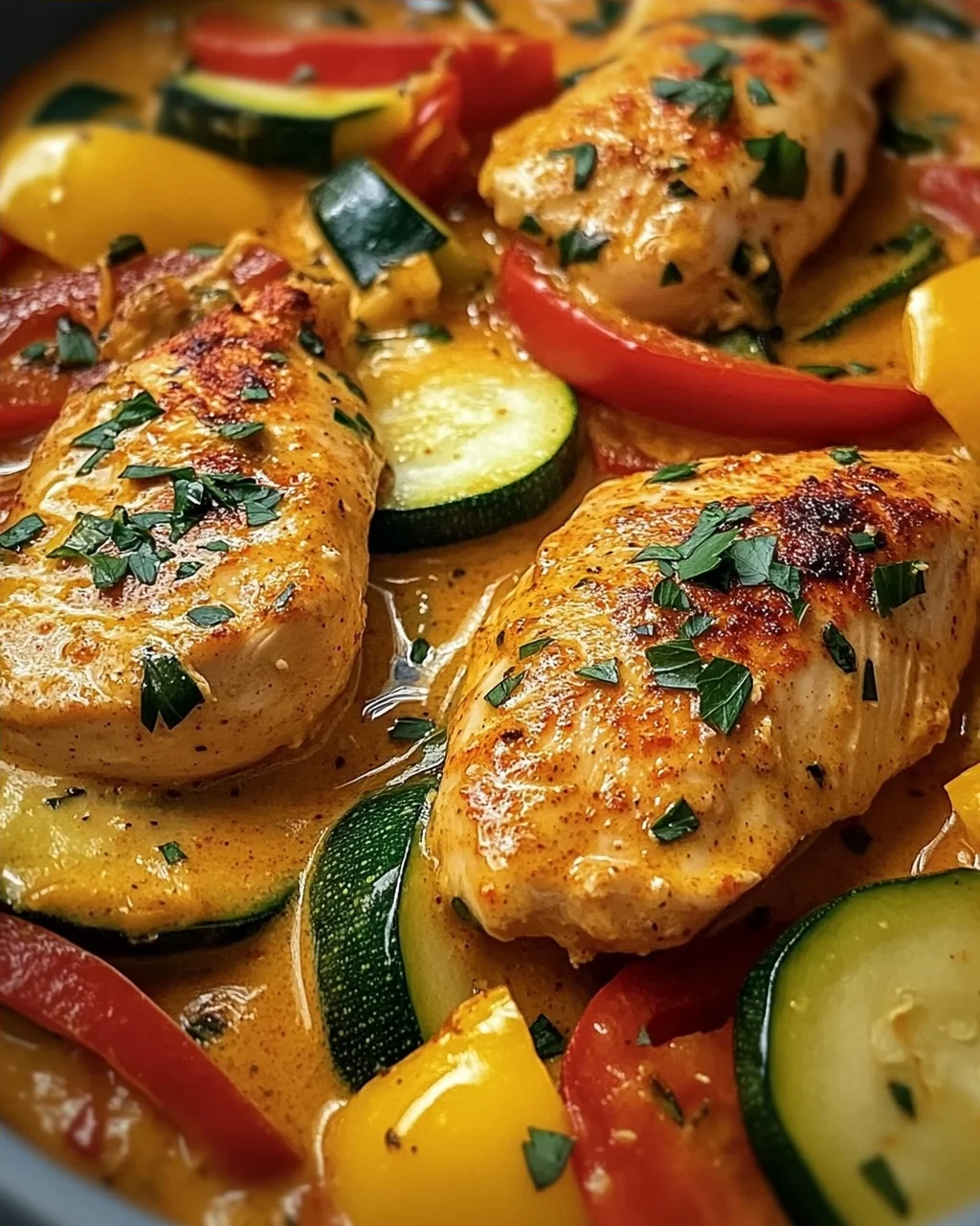 Paprika-Zucchini-Sahne-Hähnchen