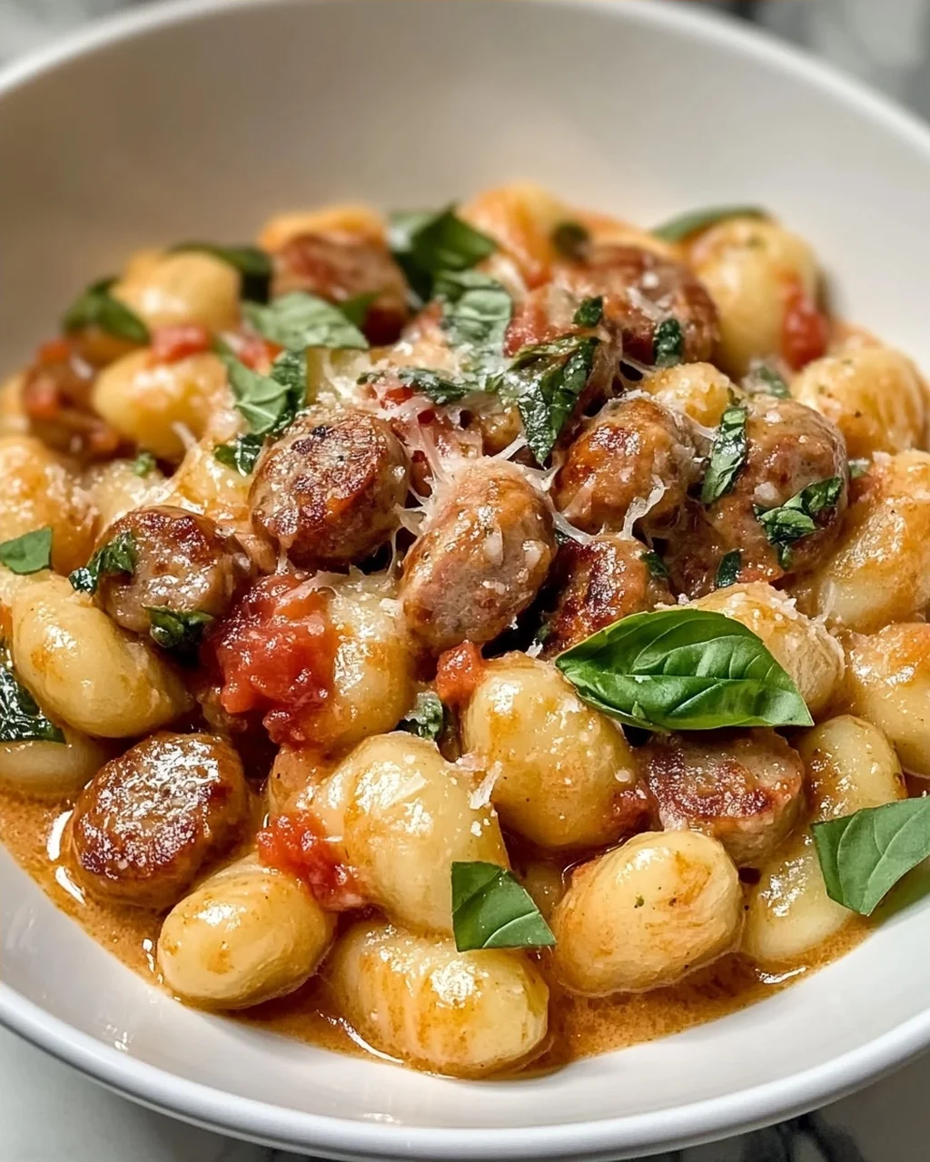 Pfannen-Cremige Gnocchi mit Wurst in 30 Minuten
