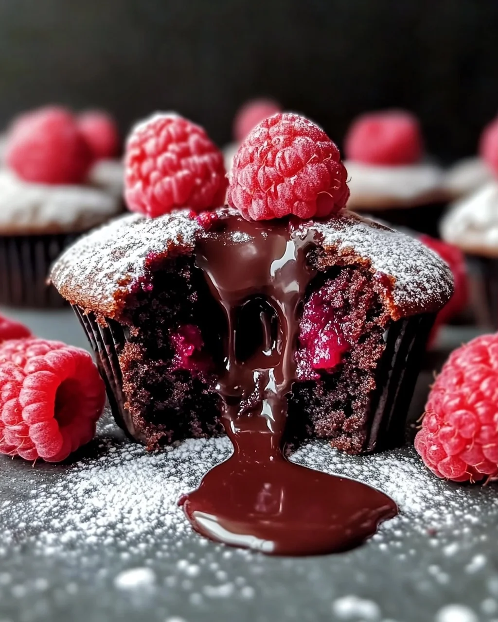 Raspberry Chocolate Lava Cupcakes