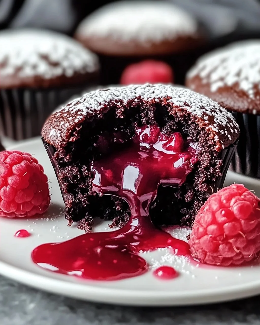 Raspberry Chocolate Lava Cupcakes