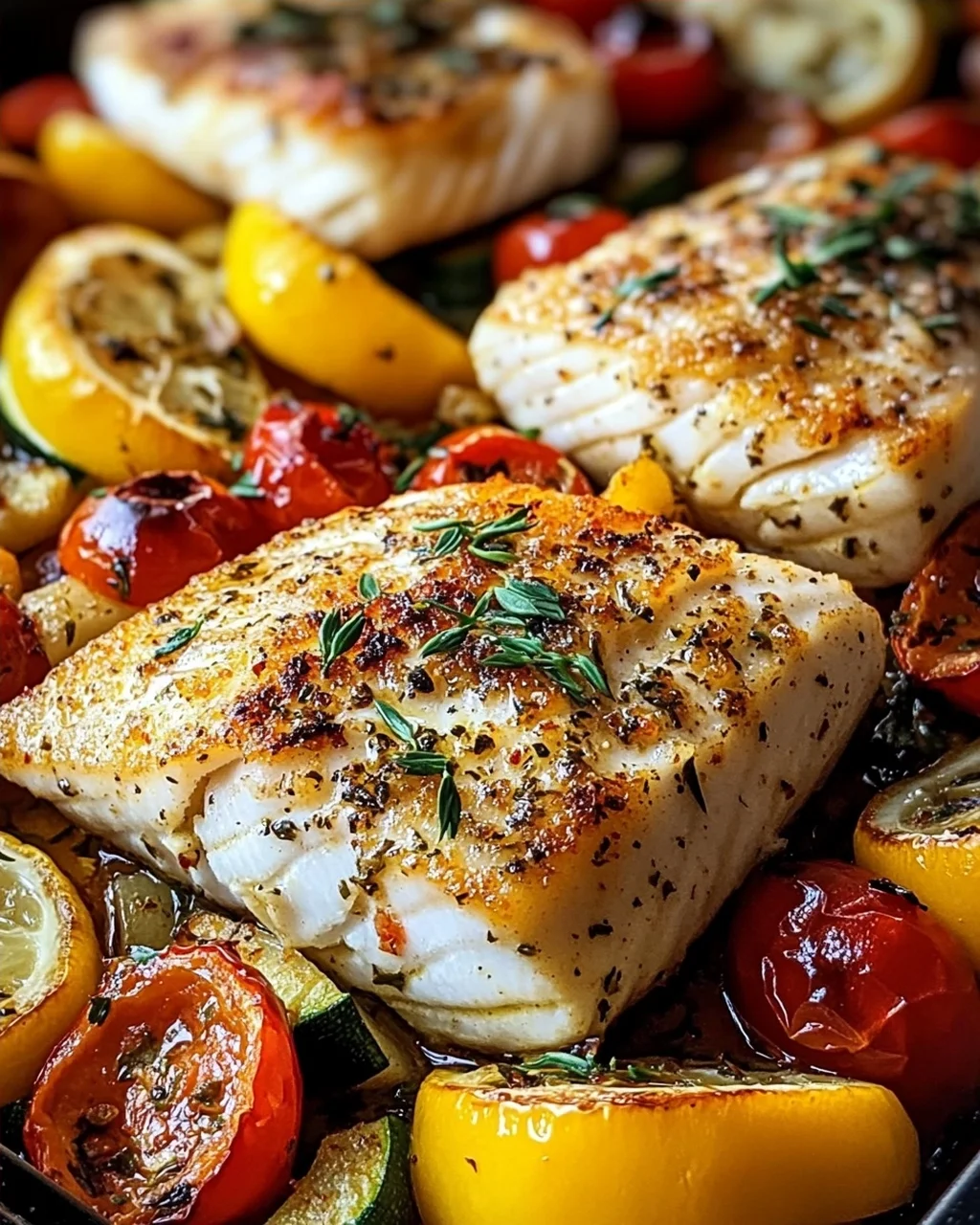 Rezept für mediterran gebackene Fischfilets mit Gemüse