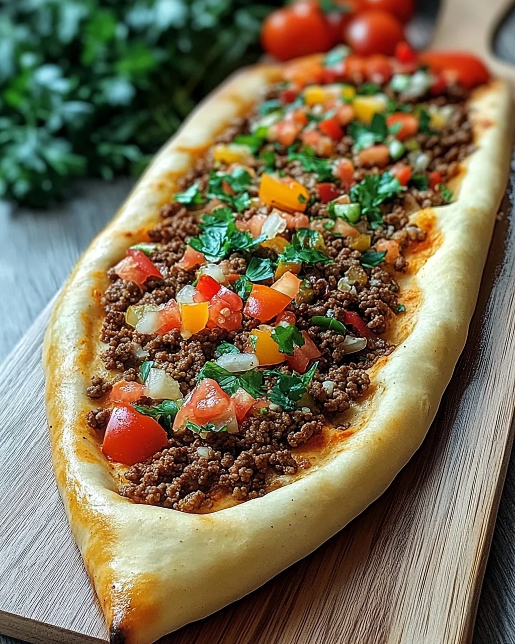 Türkische Pide mit Hackfleisch