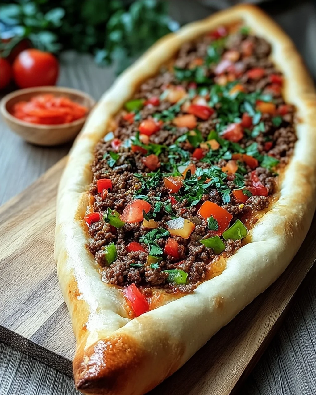 Türkische Pide mit Hackfleisch
