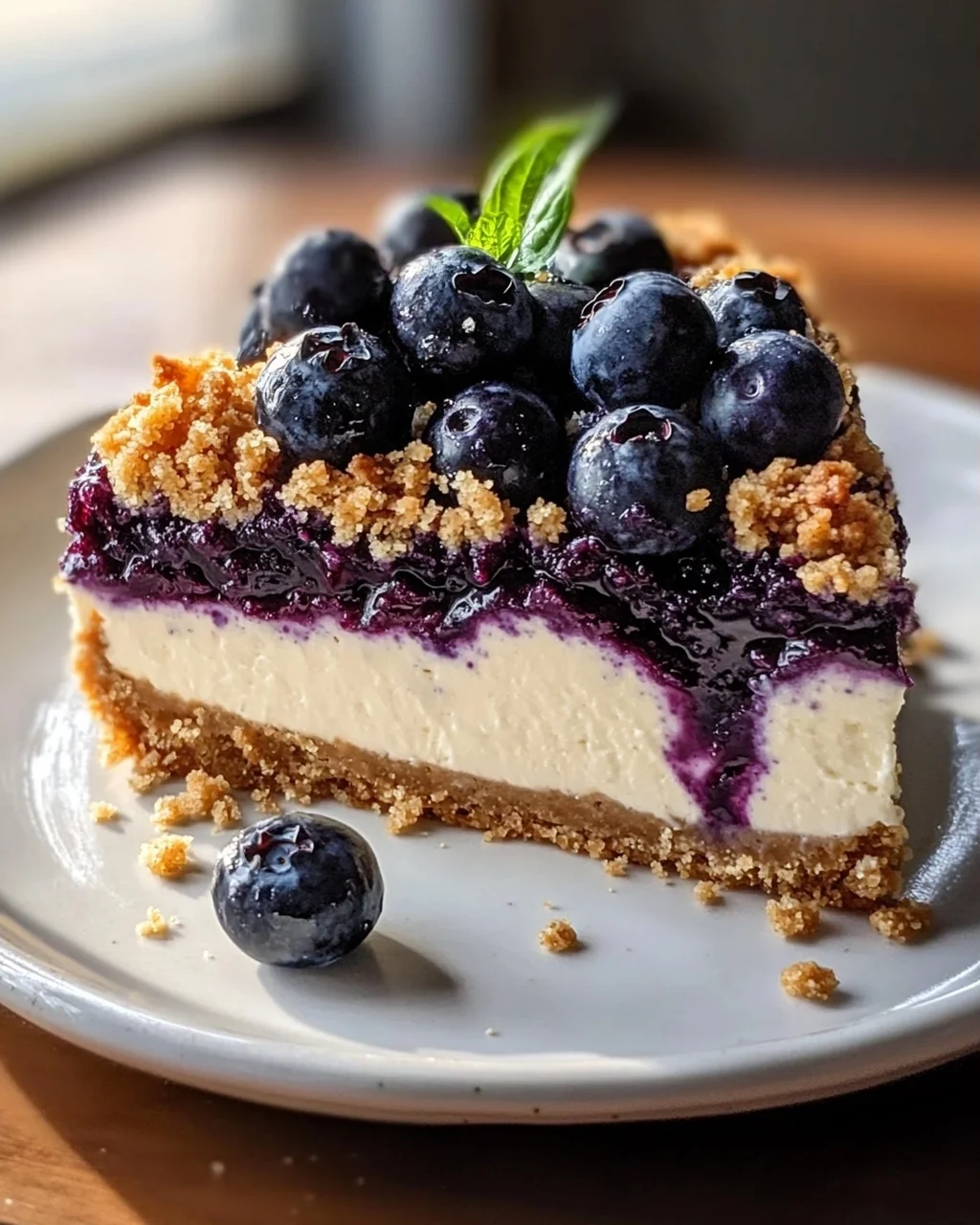 Veganer Blaubeer-Crumble-Cheesecake mit Cashew-Creme Rezept