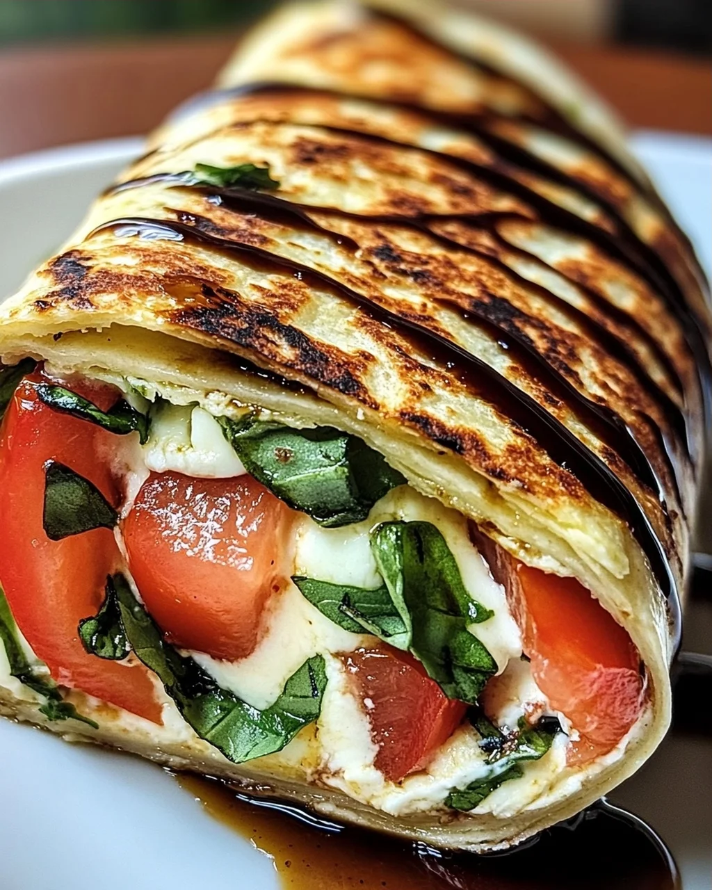 Vegetarischer Wrap mit Tomate und Mozzarella
