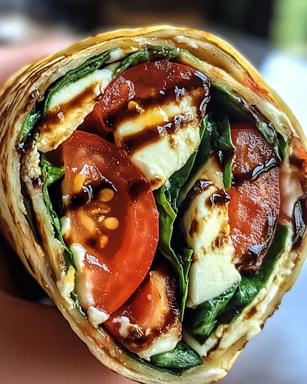 Vegetarischer Wrap mit Tomate und Mozzarella